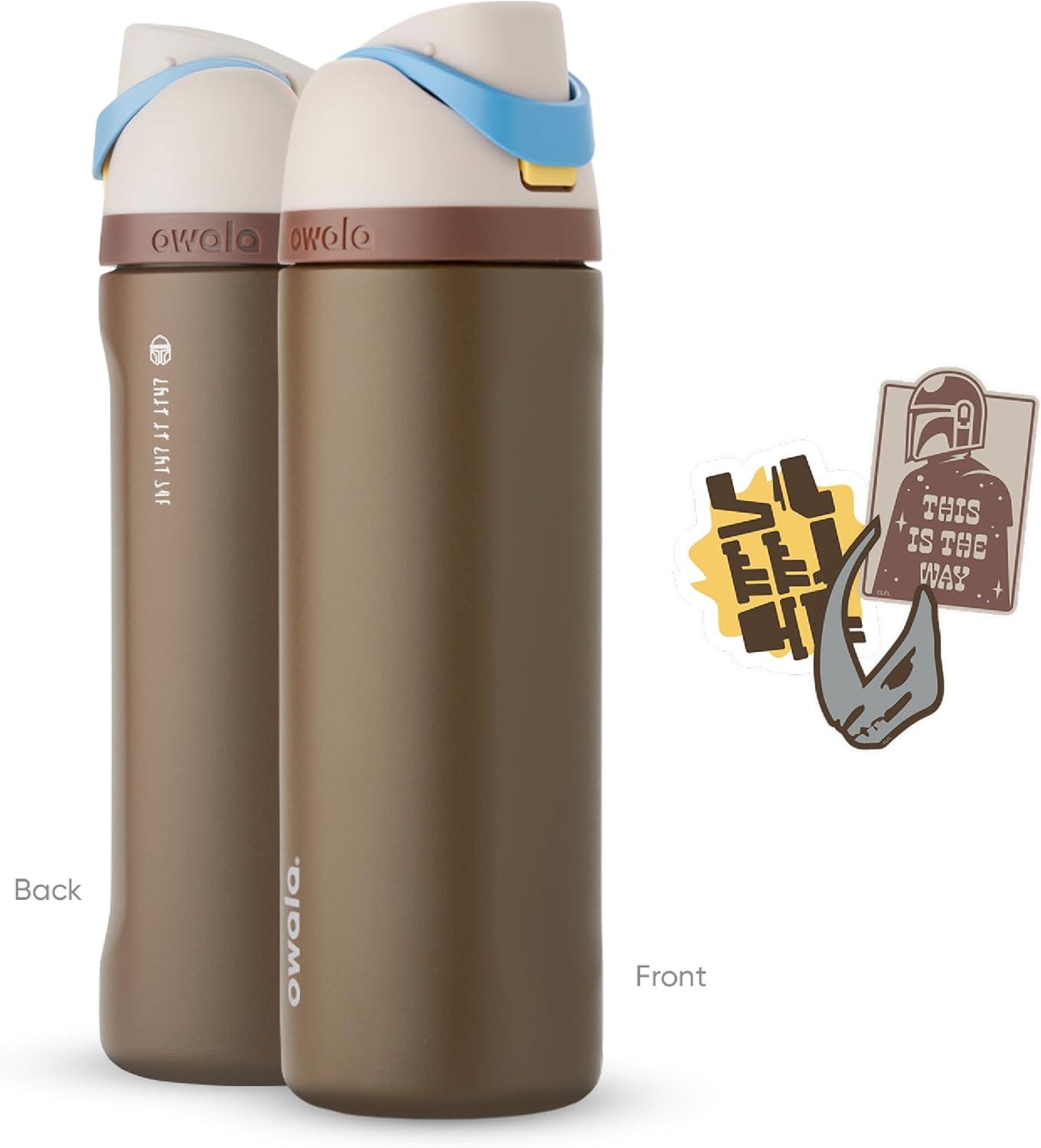 imageOwala Disney Princess FreeSip Insulated Stainless Steel Water Bottle with Straw for Sports and Travel BPAFree Sports Water Bottle 24 oz ArielMandalorian