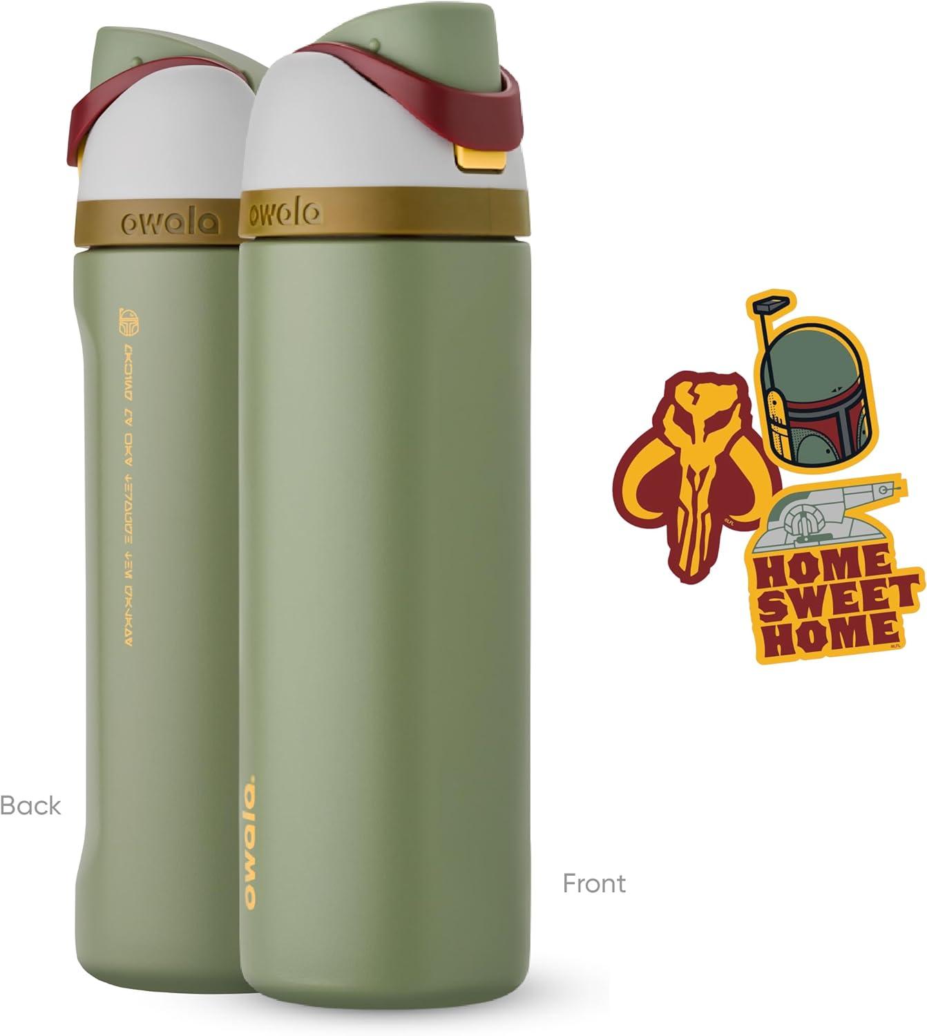 imageOwala Disney Princess FreeSip Insulated Stainless Steel Water Bottle with Straw for Sports and Travel BPAFree Sports Water Bottle 24 oz TianaBoba Fett