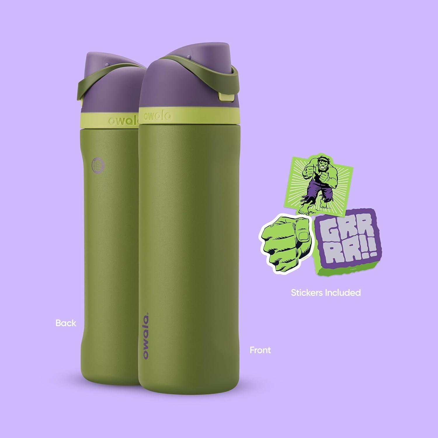 imageOwala Disney Princess FreeSip Insulated Stainless Steel Water Bottle with Straw for Sports and Travel BPAFree Sports Water Bottle 24 oz TianaHulk