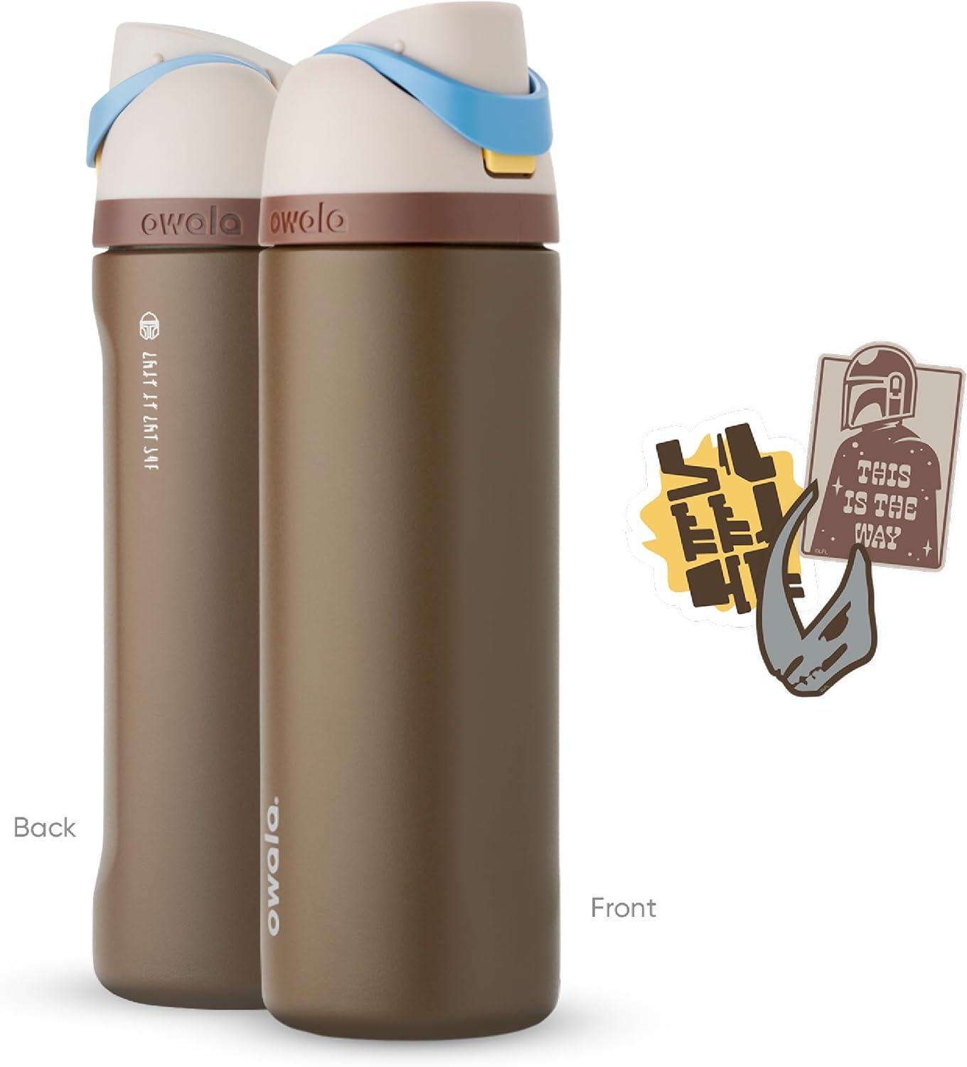 imageOwala Disney Princess FreeSip Insulated Stainless Steel Water Bottle with Straw for Sports and Travel BPAFree Sports Water Bottle 24 oz TianaMandalorian