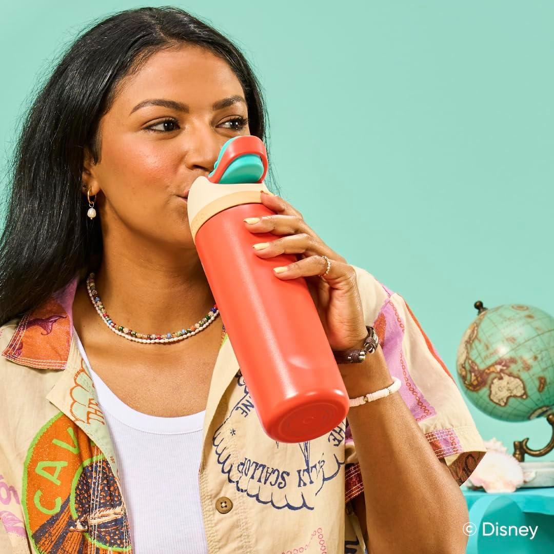 imageOwala Disney Princess FreeSip Insulated Stainless Steel Water Bottle with Straw for Sports and Travel BPAFree Sports Water Bottle 24 oz TianaMoana