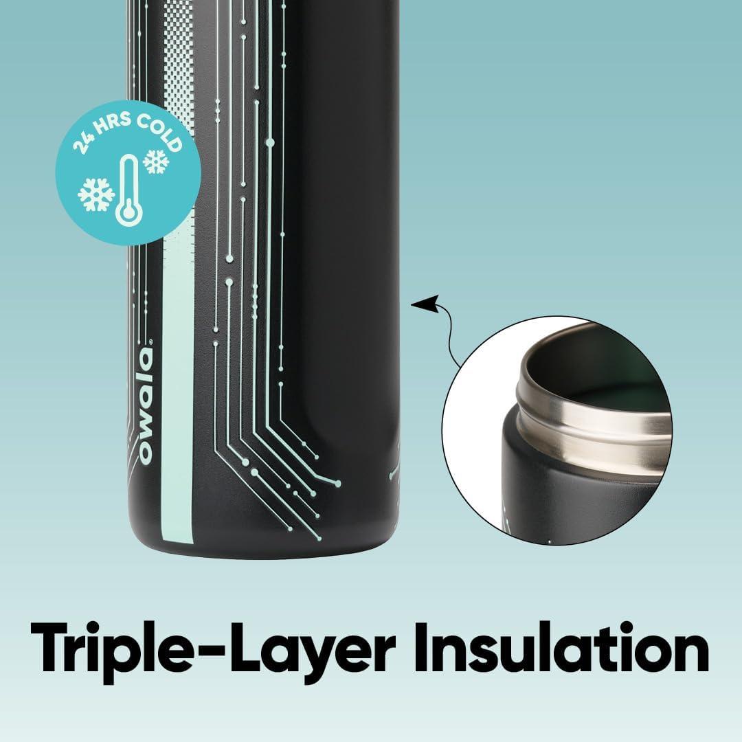 imageOwala Disney Princess FreeSip Insulated Stainless Steel Water Bottle with Straw for Sports and Travel BPAFree Sports Water Bottle 24 oz TianaTron