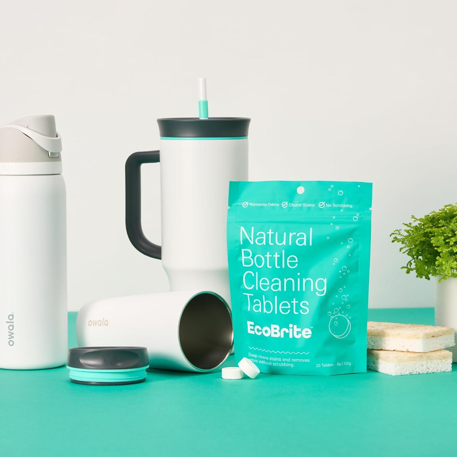 imageOwala EcoBrite Powerful Cleaning Tablets Cleans Bottles Coffee Cups Pots Pans Camping Gear Pet Bowls and Much More 20 pack Individually Wrapped Made From Naturally Sourced ingredients20 Count Pack of 1