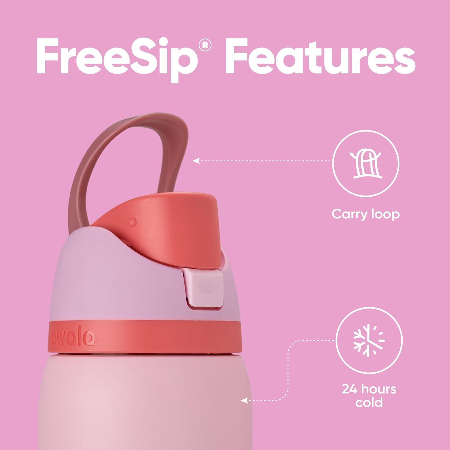 imageOwala FreeSip Insulated Stainless Steel Water Bottle with Straw BPAFree Sports Water Bottle Great for Travel 32 Oz Black CherryAngel Food Cake