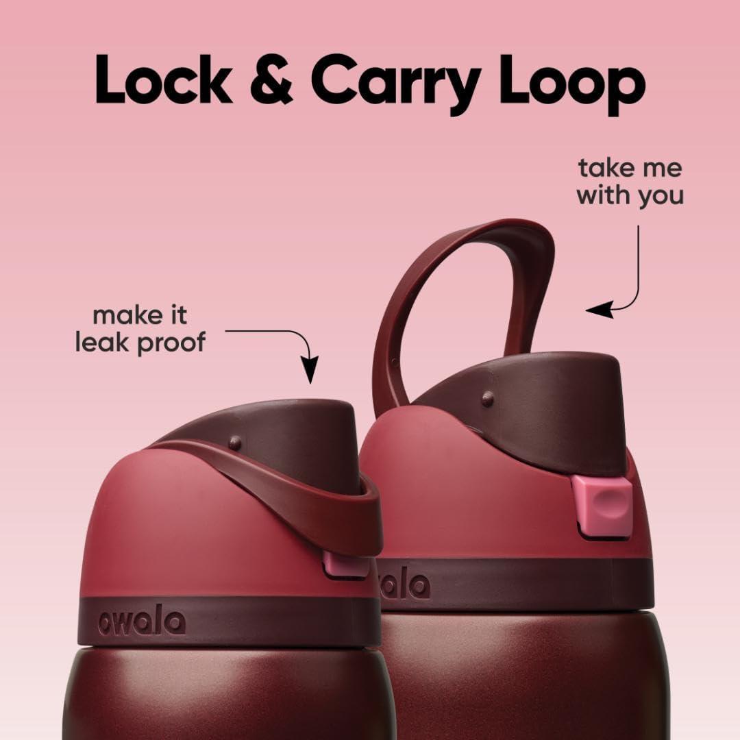 imageOwala FreeSip Insulated Stainless Steel Water Bottle with Straw BPAFree Sports Water Bottle Great for Travel 32 Oz Black CherryBlack Cherry