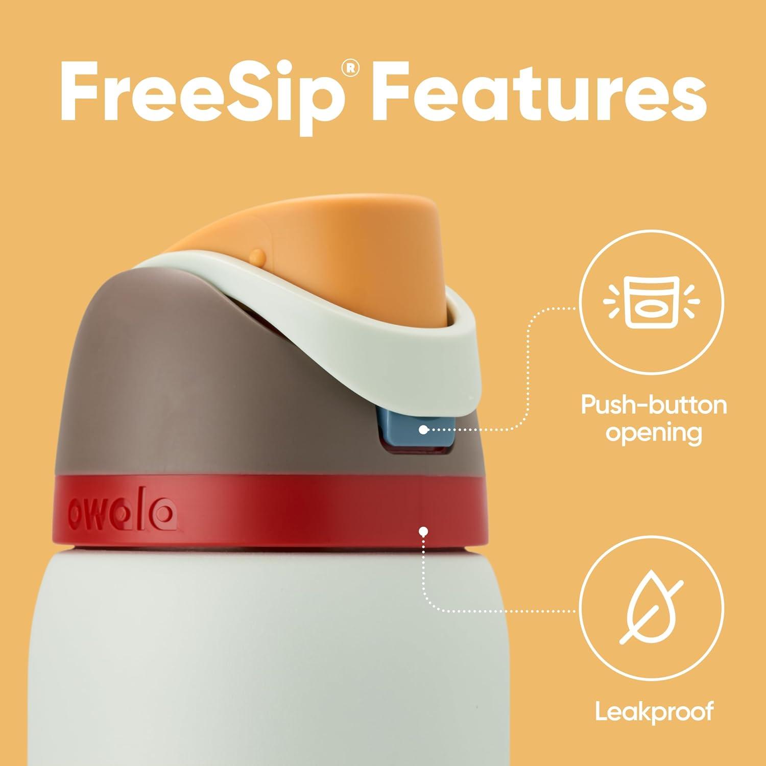 imageOwala FreeSip Insulated Stainless Steel Water Bottle with Straw BPAFree Sports Water Bottle Great for Travel 32 Oz Black CherryBoneyard