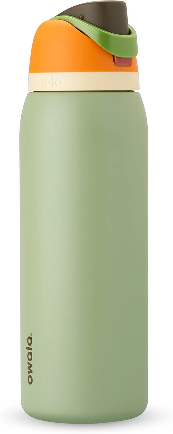 imageOwala FreeSip Insulated Stainless Steel Water Bottle with Straw BPAFree Sports Water Bottle Great for Travel 32 Oz Black CherryCamo Cool