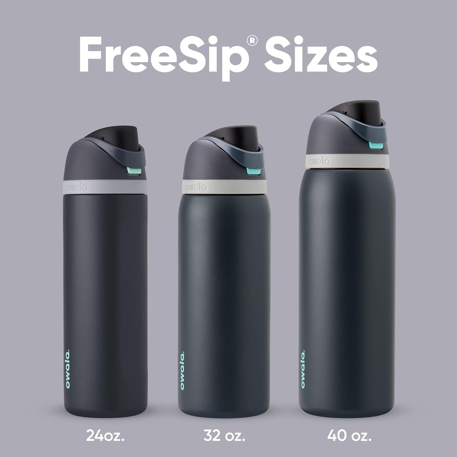 imageOwala FreeSip Insulated Stainless Steel Water Bottle with Straw BPAFree Sports Water Bottle Great for Travel 32 Oz Black CherryDenim