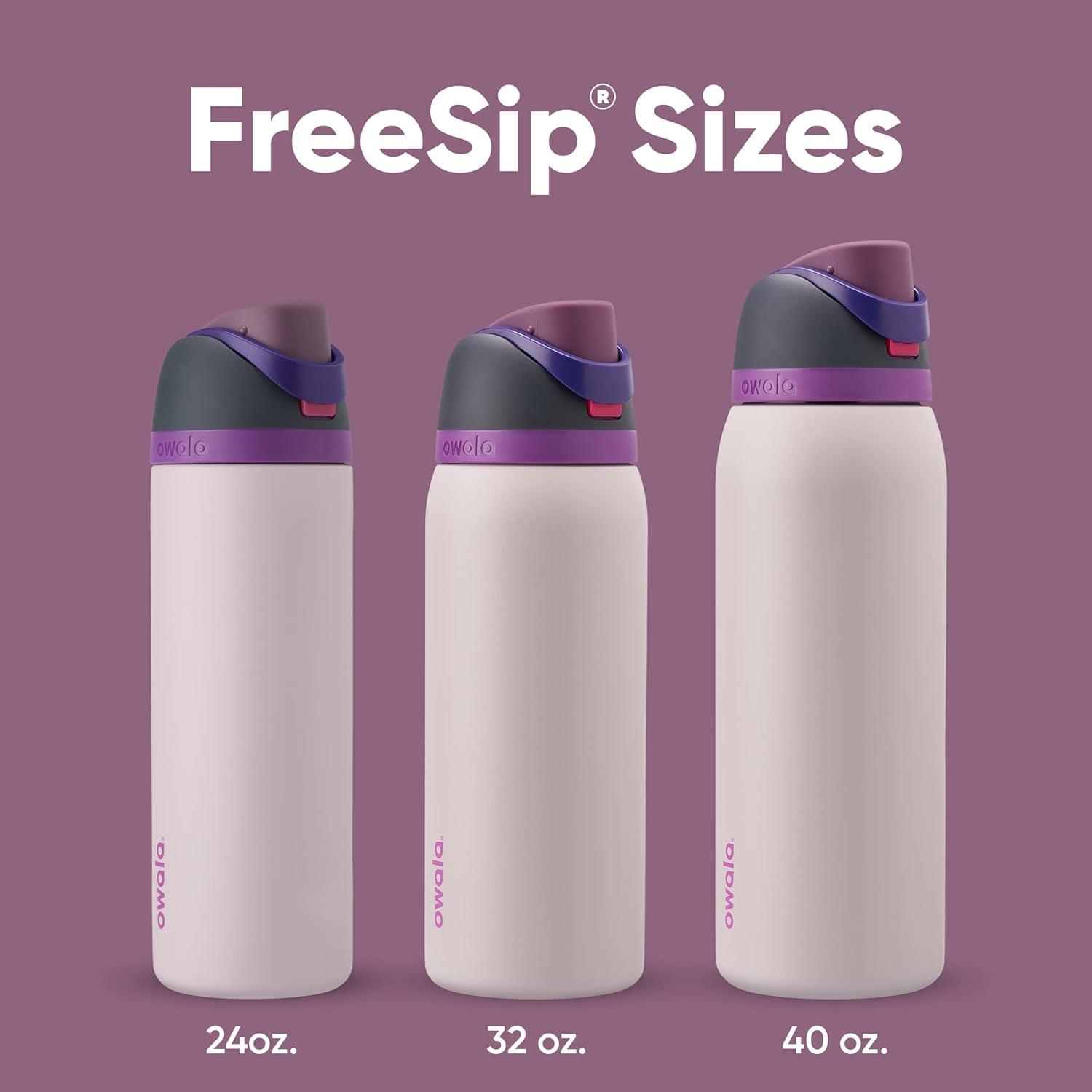 imageOwala FreeSip Insulated Stainless Steel Water Bottle with Straw BPAFree Sports Water Bottle Great for Travel 32 Oz Black CherryDreamy Field