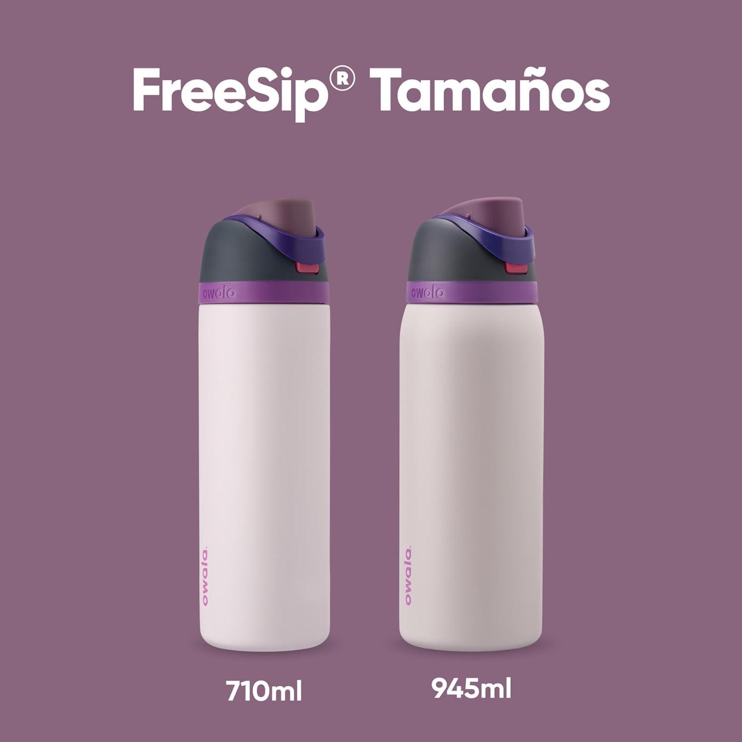 imageOwala FreeSip Insulated Stainless Steel Water Bottle with Straw BPAFree Sports Water Bottle Great for Travel 32 Oz Black CherryDreamy Field