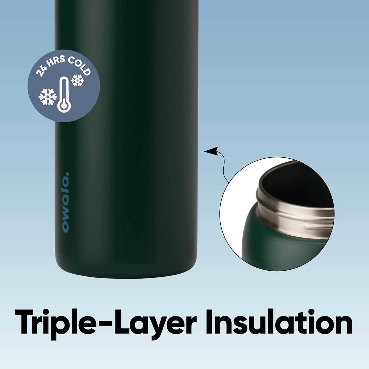 imageOwala FreeSip Insulated Stainless Steel Water Bottle with Straw BPAFree Sports Water Bottle Great for Travel 32 Oz Black CherryLost Signal