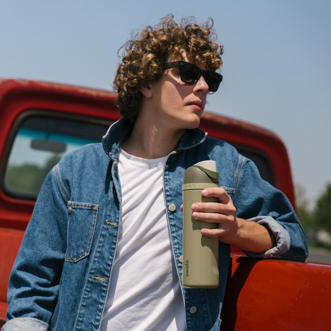 imageOwala FreeSip Insulated Stainless Steel Water Bottle with Straw BPAFree Sports Water Bottle Great for Travel 32 Oz Black CherryOff Road