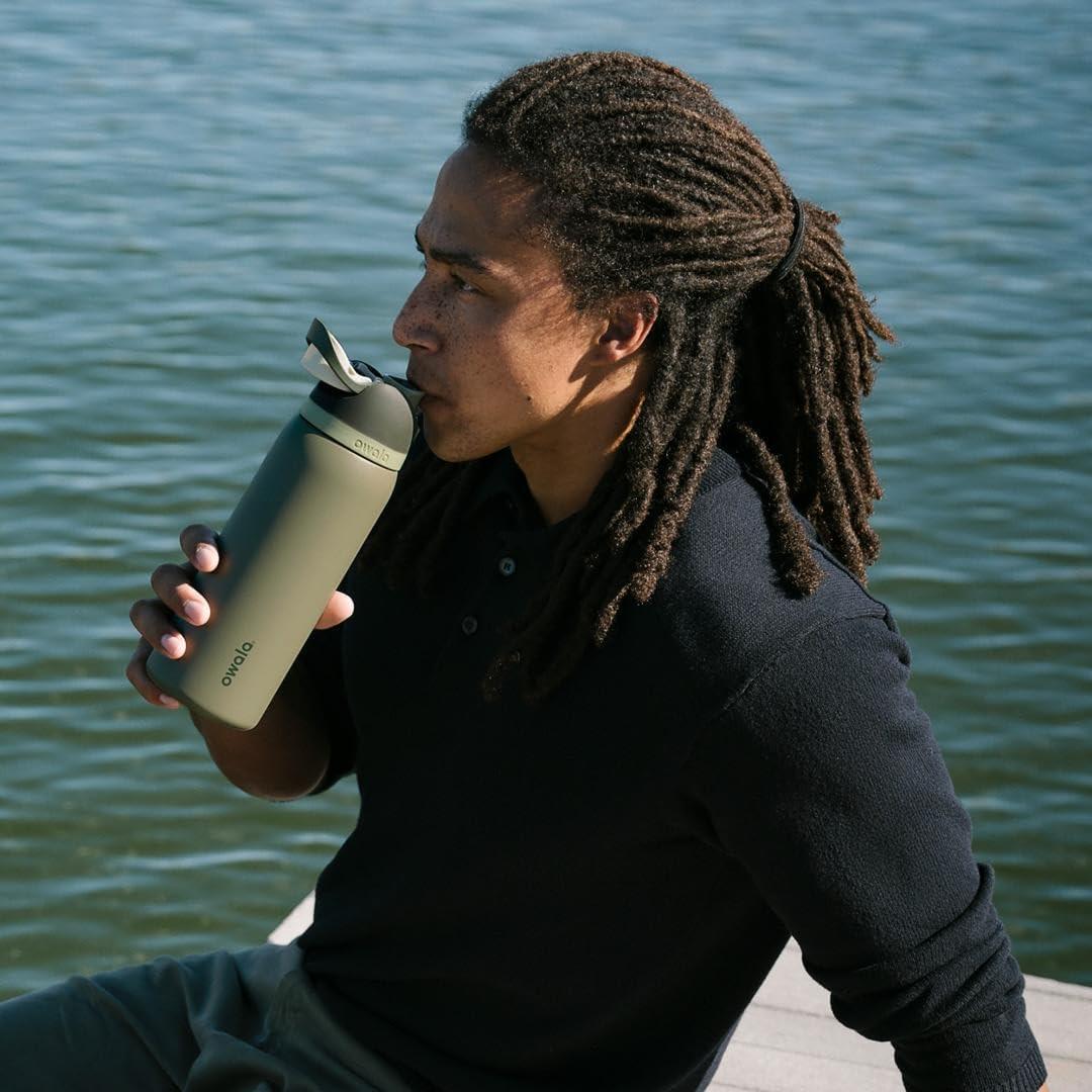 imageOwala FreeSip Insulated Stainless Steel Water Bottle with Straw BPAFree Sports Water Bottle Great for Travel 32 Oz Black CherryOff Road