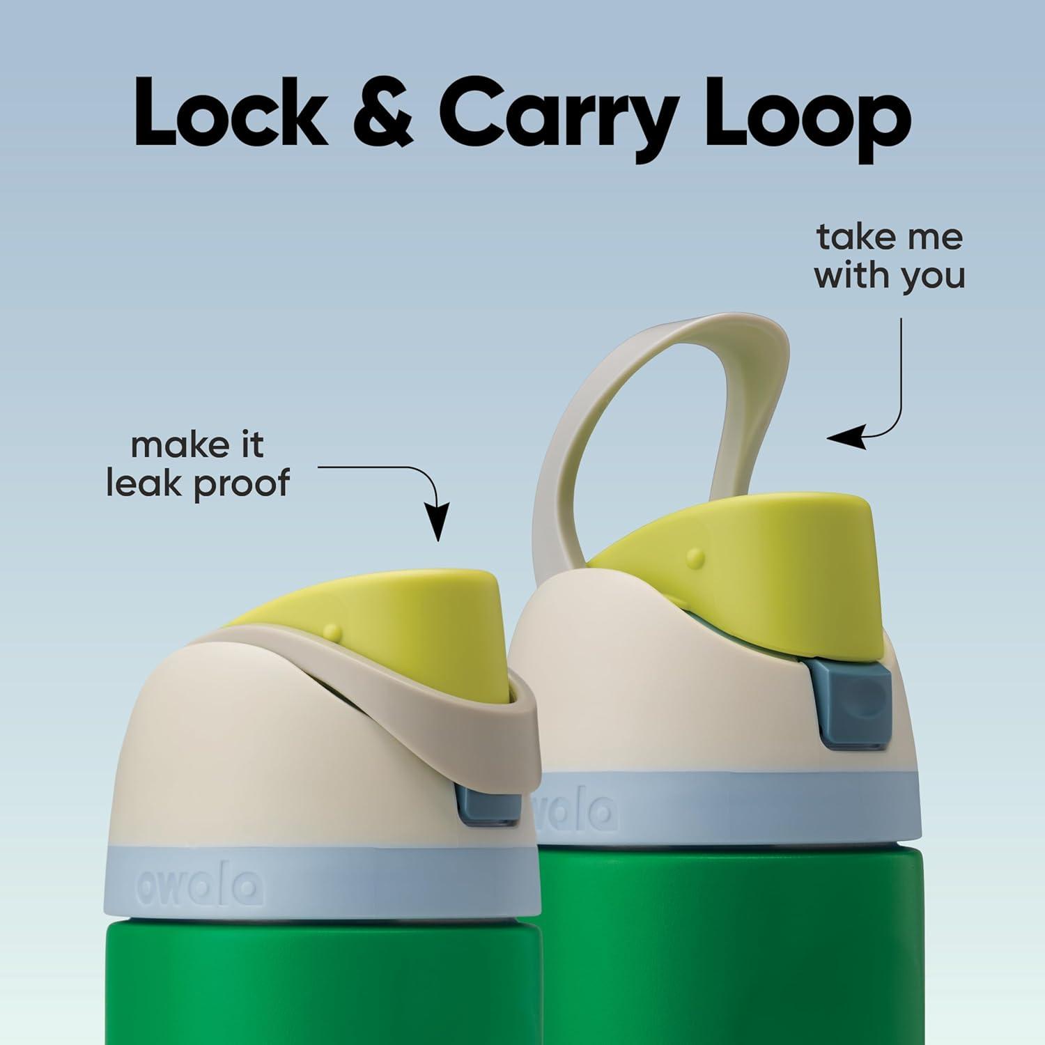 imageOwala FreeSip Insulated Stainless Steel Water Bottle with Straw BPAFree Sports Water Bottle Great for Travel 32 Oz Black CherryPutting Green