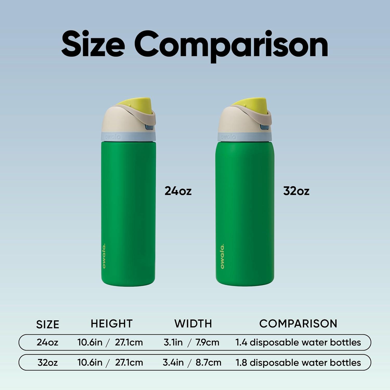 imageOwala FreeSip Insulated Stainless Steel Water Bottle with Straw BPAFree Sports Water Bottle Great for Travel 32 Oz Black CherryPutting Green