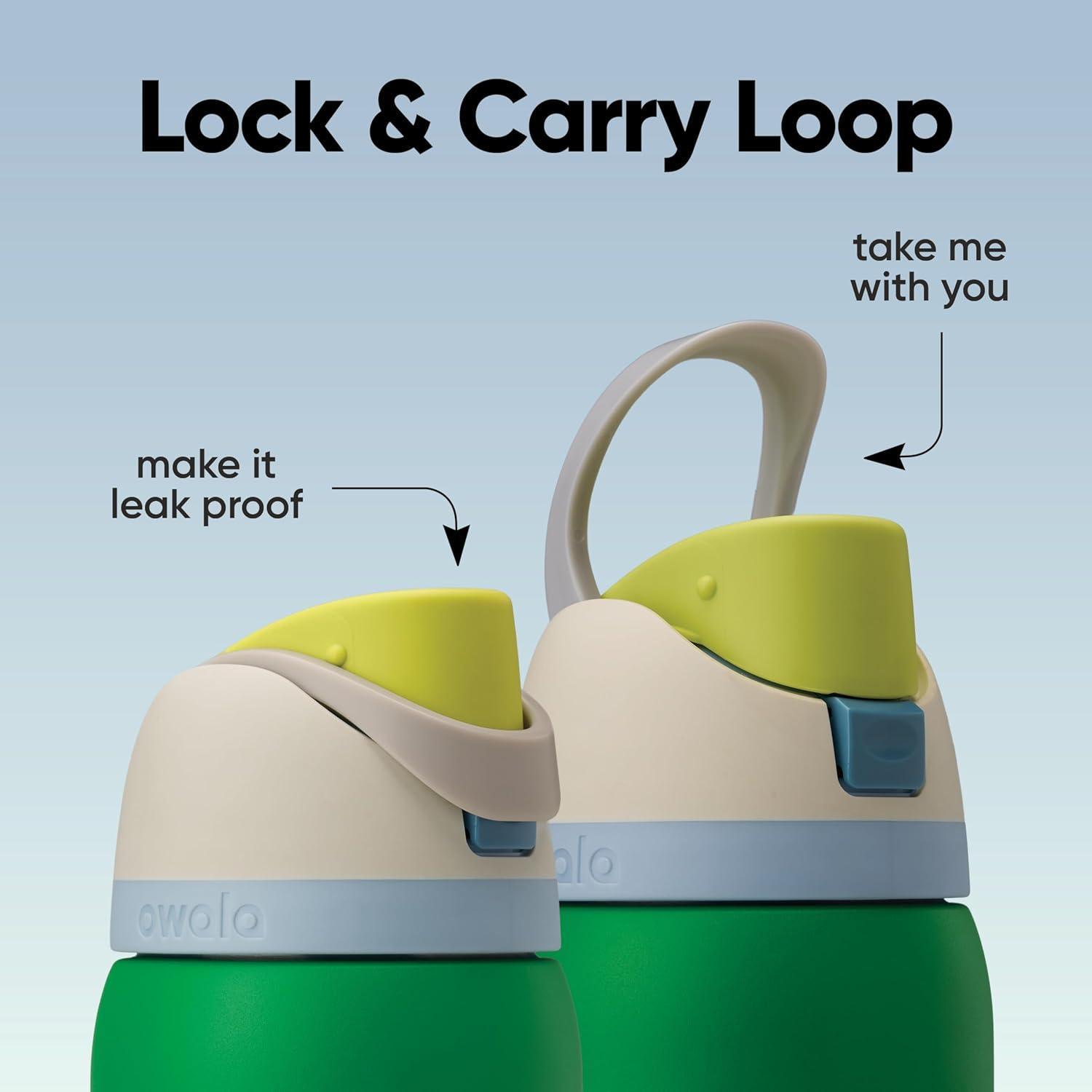 imageOwala FreeSip Insulated Stainless Steel Water Bottle with Straw BPAFree Sports Water Bottle Great for Travel 32 Oz Black CherryPutting Green