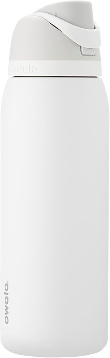 imageOwala FreeSip Insulated Stainless Steel Water Bottle with Straw BPAFree Sports Water Bottle Great for Travel 32 Oz Black CherryShy Marshmallow
