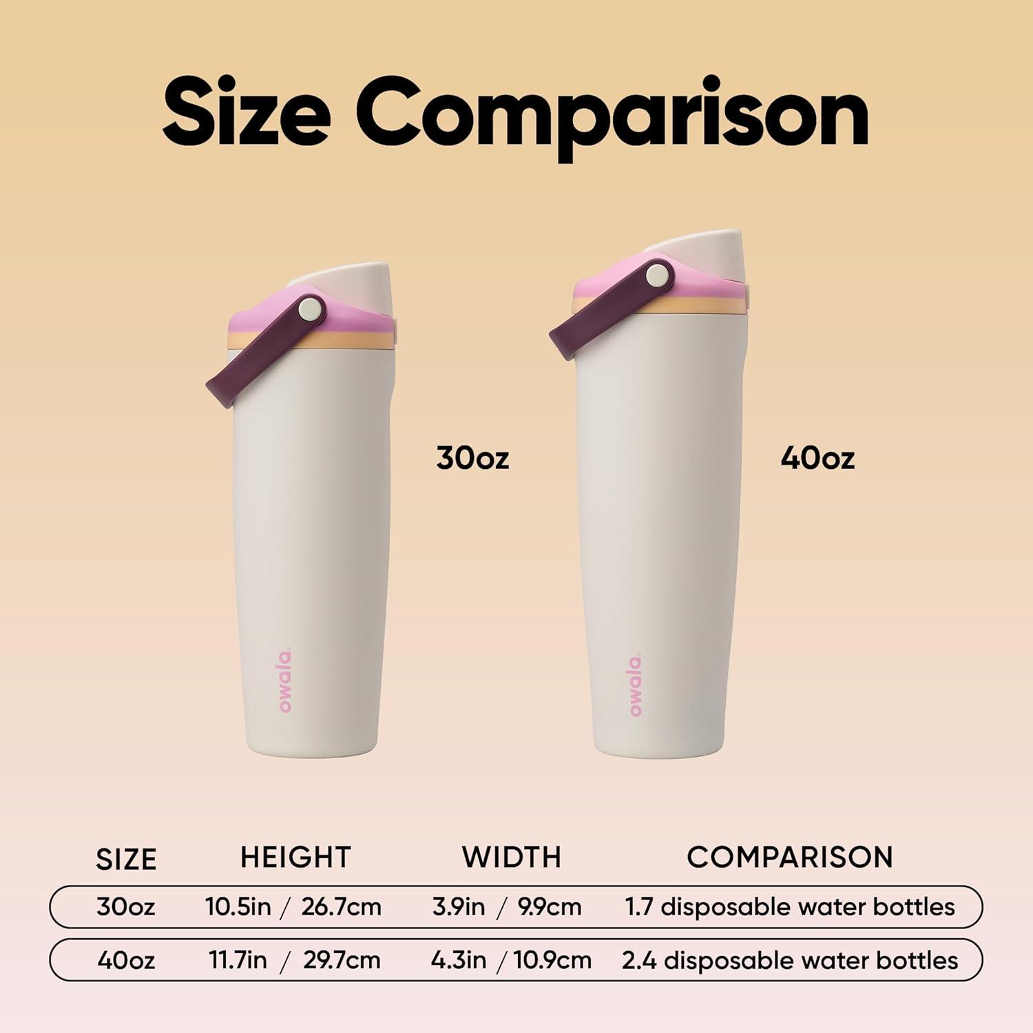 imageOwala FreeSip Sway Insulated Stainless Steel Water Bottle with TwoWay Spout BuiltIn Straw and Bucket Handle Made for Travel School and Sports 40oz BPA Free Leak Proof Foggy TideDaybreak