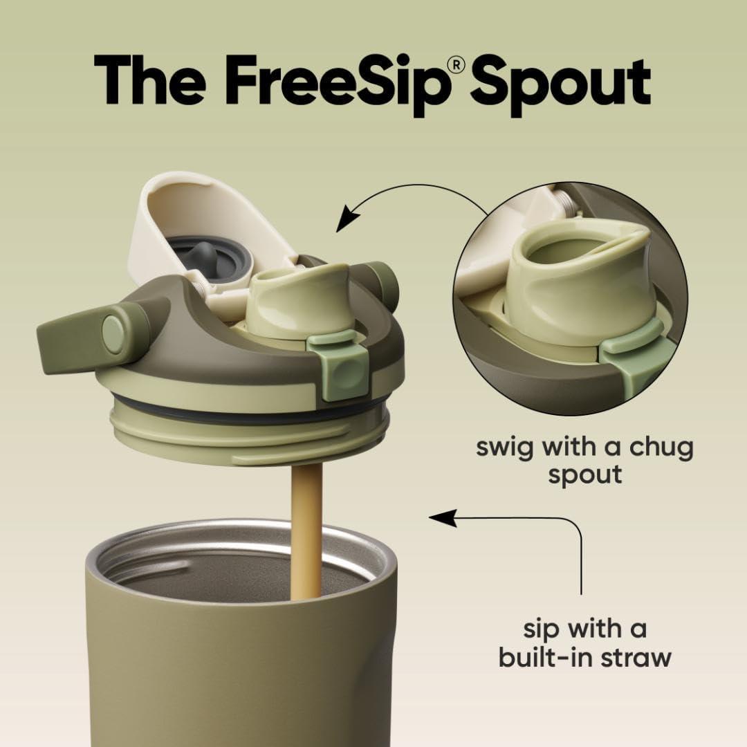 imageOwala FreeSip Sway Insulated Stainless Steel Water Bottle with TwoWay Spout BuiltIn Straw and Bucket Handle Made for Travel School and Sports 40oz BPA Free Leak Proof Foggy TideOff Road