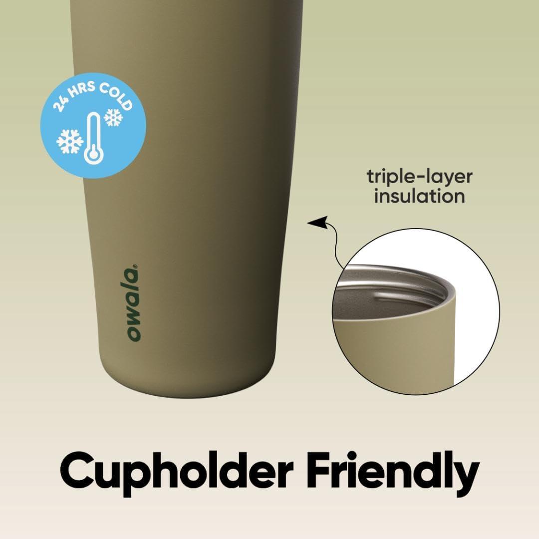 imageOwala FreeSip Sway Insulated Stainless Steel Water Bottle with TwoWay Spout BuiltIn Straw and Bucket Handle Made for Travel School and Sports 40oz BPA Free Leak Proof Foggy TideOff Road