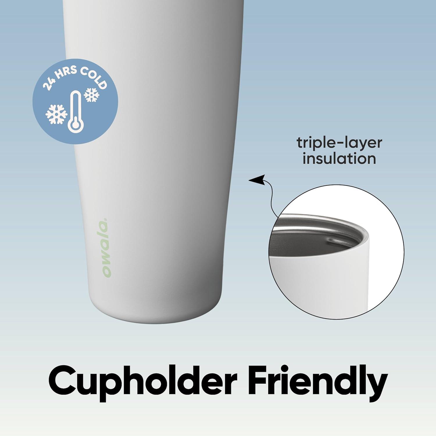 imageOwala FreeSip Sway Insulated Stainless Steel Water Bottle with TwoWay Spout BuiltIn Straw and Bucket Handle Made for Travel School and Sports 40oz BPA Free Leak Proof Foggy TideIced Breeze