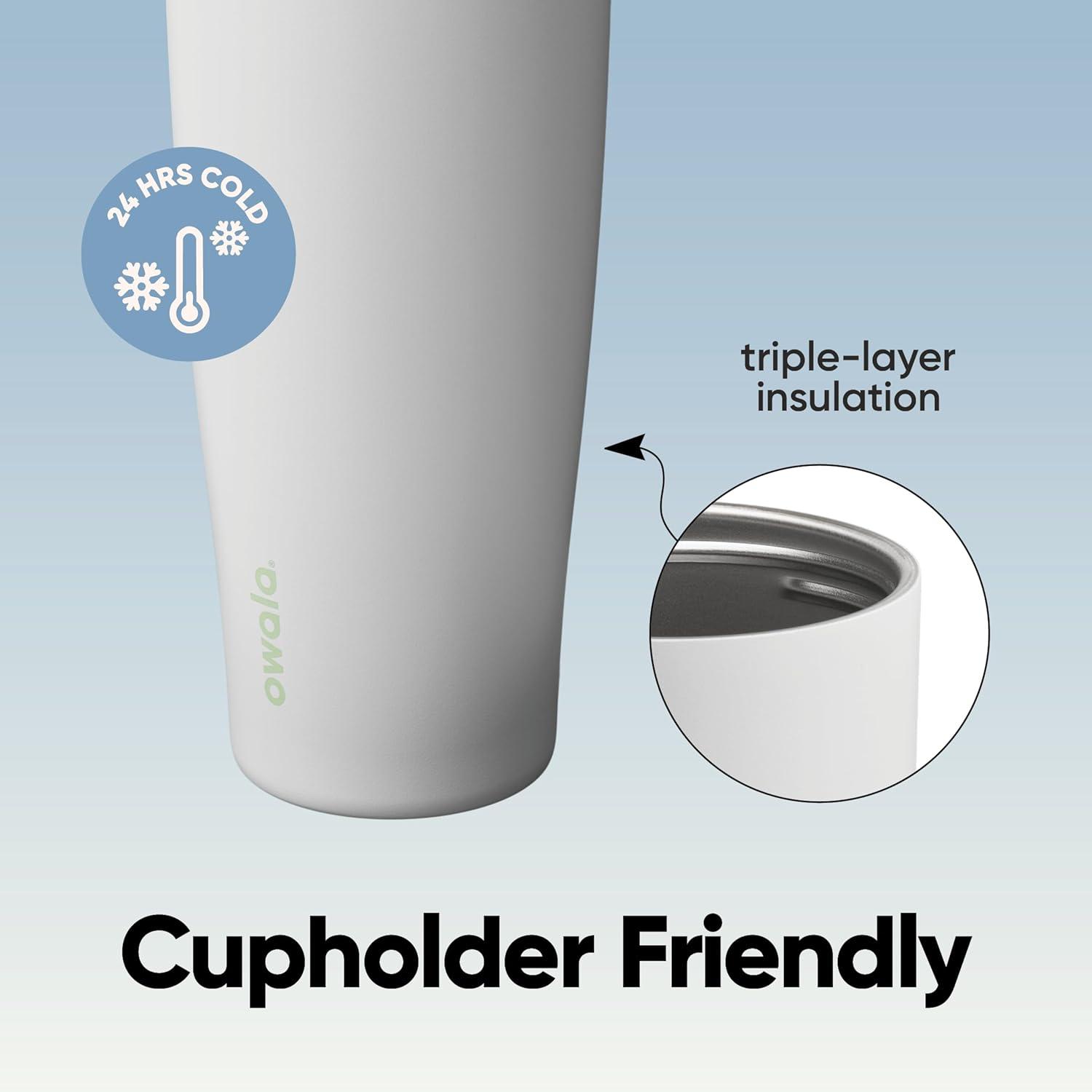 imageOwala FreeSip Tumbler Insulated Stainless Steel Water Bottle with Builtin Straw and Side Handle For Travel Work School and Sports 40oz BPA Free Leak Proof Foggy TideIced Breeze