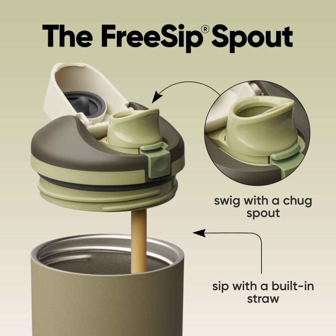 imageOwala FreeSip Tumbler Insulated Stainless Steel Water Bottle with Builtin Straw and Side Handle For Travel Work School and Sports 40oz BPA Free Leak Proof Foggy TideOff Road