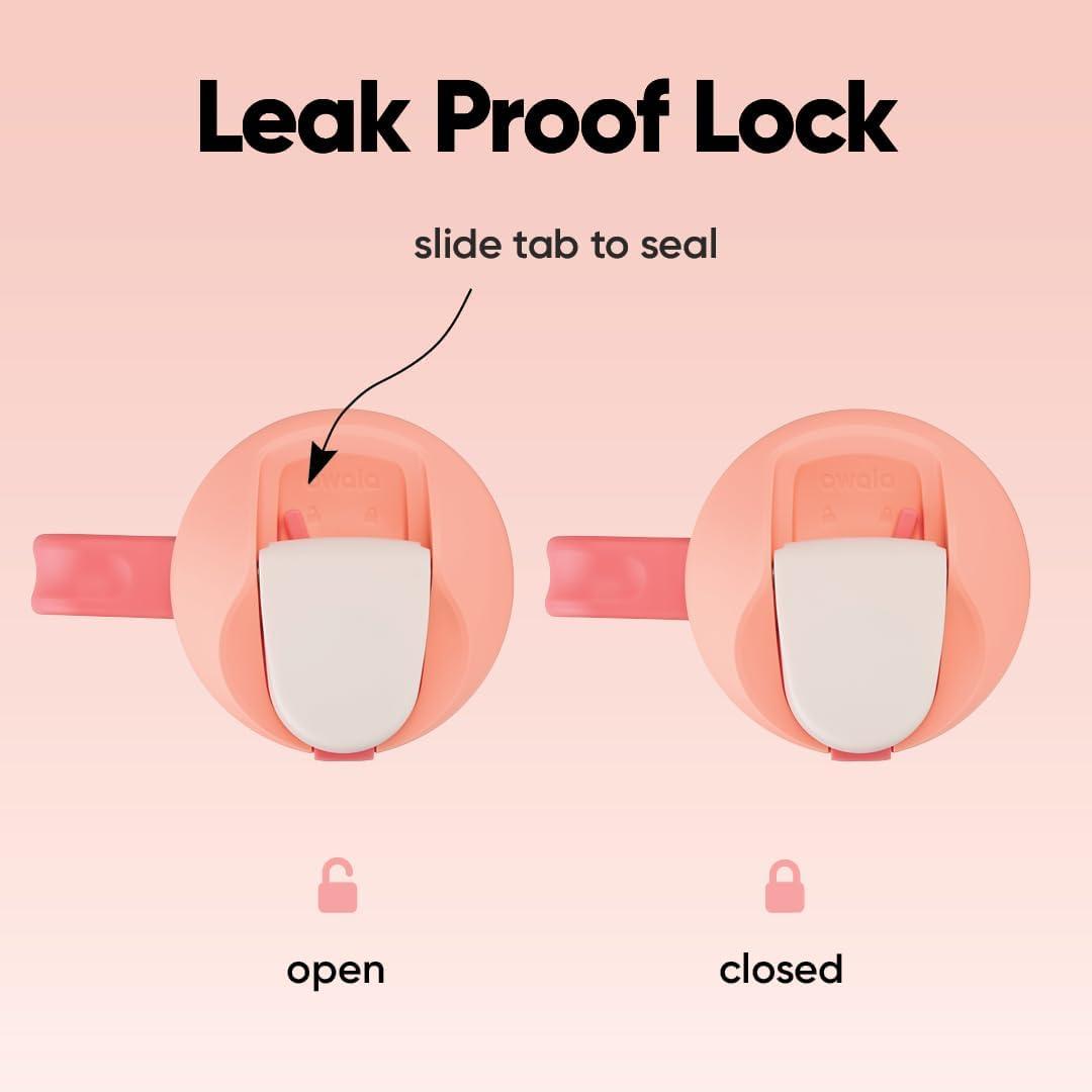 imageOwala FreeSip Tumbler Insulated Stainless Steel Water Bottle with Builtin Straw and Side Handle For Travel Work School and Sports 40oz BPA Free Leak Proof Foggy TideSparkling Sherbet