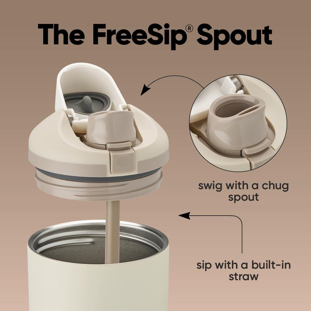 imageOwala FreeSip Tumbler Insulated Stainless Steel Water Bottle with Builtin Straw and Side Handle For Travel Work School and Sports 40oz BPA Free Leak Proof Foggy TideLightly Toasted