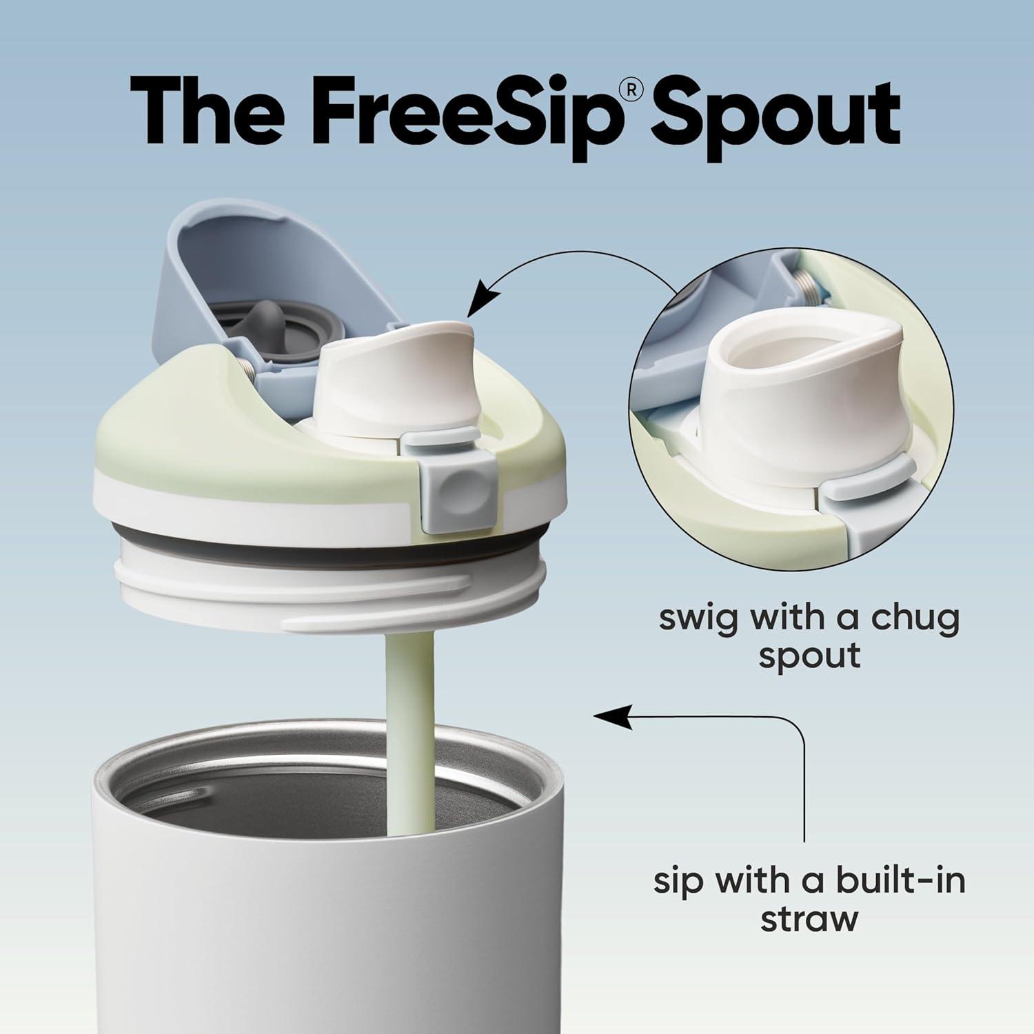 imageOwala FreeSip Tumbler Insulated Stainless Steel Water Bottle with Builtin Straw and Side Handle For Travel Work School and Sports 40oz BPA Free Leak Proof Foggy TideIced Breeze