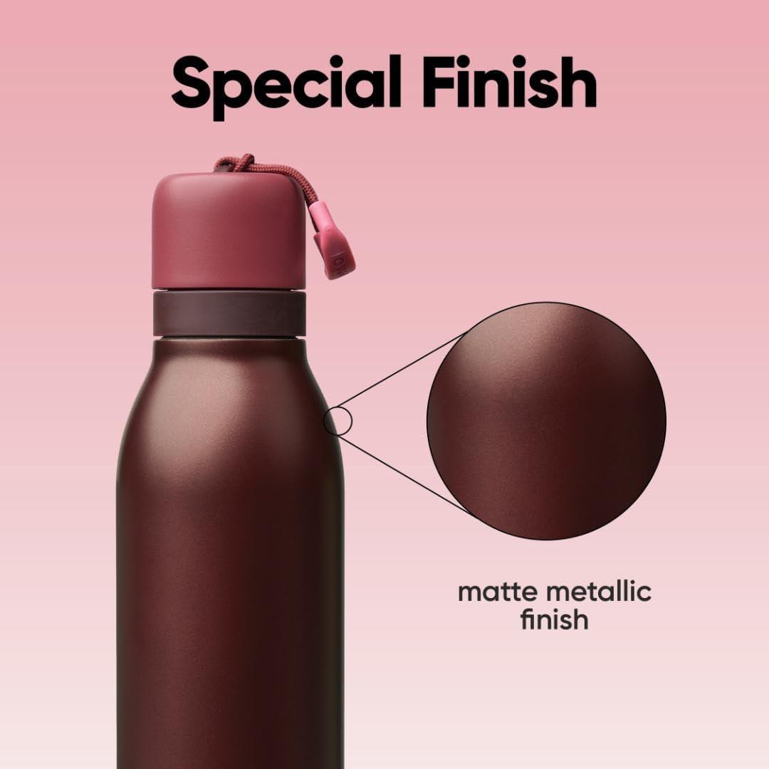 imageOwala FreeSip Twist Insulated Stainless Steel Water Bottle with Straw for Sports and Travel BPAFree 24oz In BloomBlack Cherry