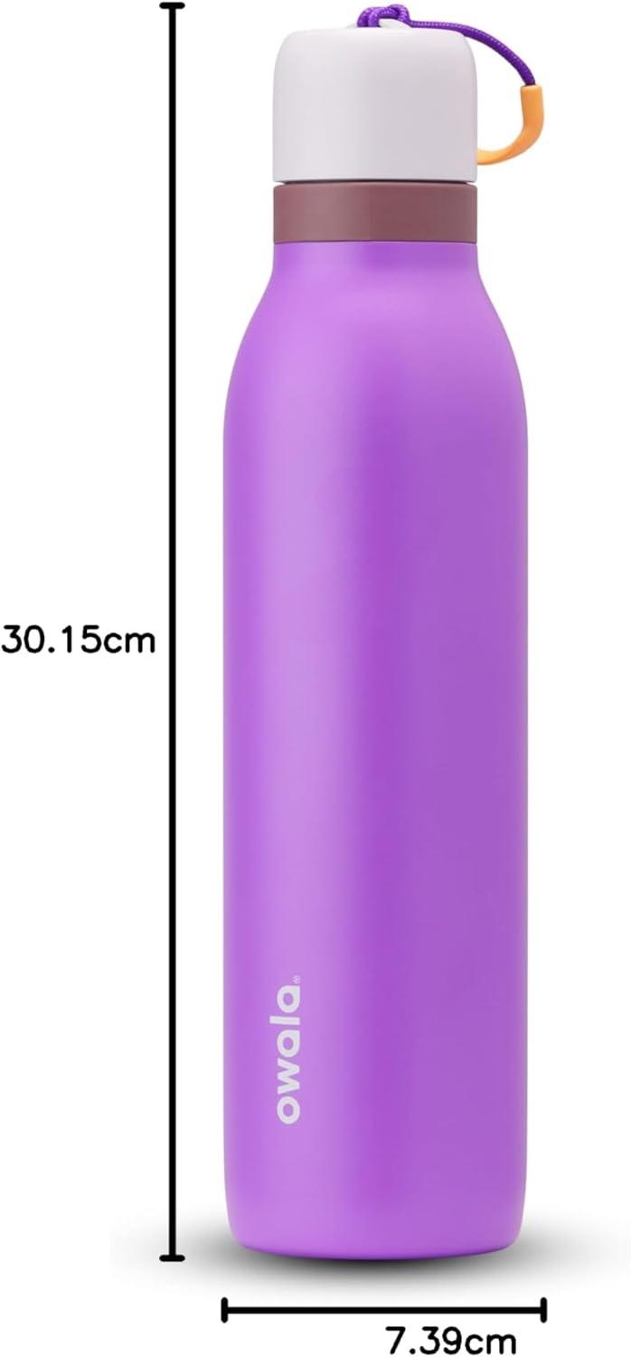 imageOwala FreeSip Twist Insulated Stainless Steel Water Bottle with Straw for Sports and Travel BPAFree 24oz In BloomCalifornia Grapevine