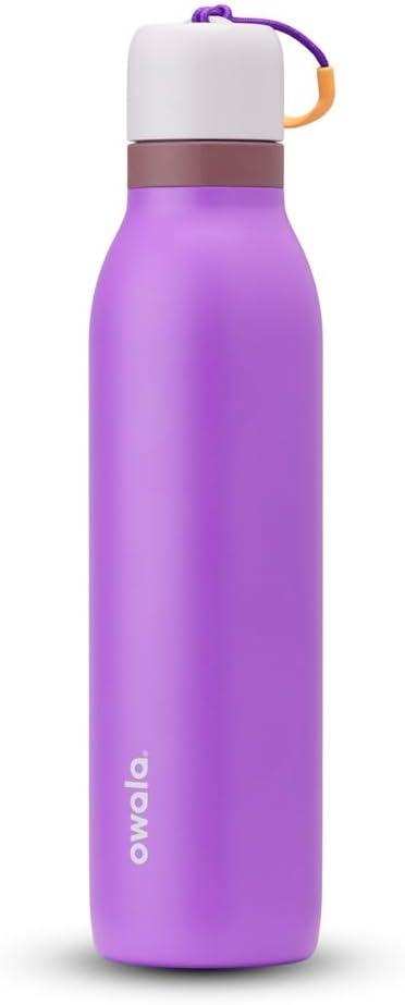 imageOwala FreeSip Twist Insulated Stainless Steel Water Bottle with Straw for Sports and Travel BPAFree 24oz In BloomCalifornia Grapevine