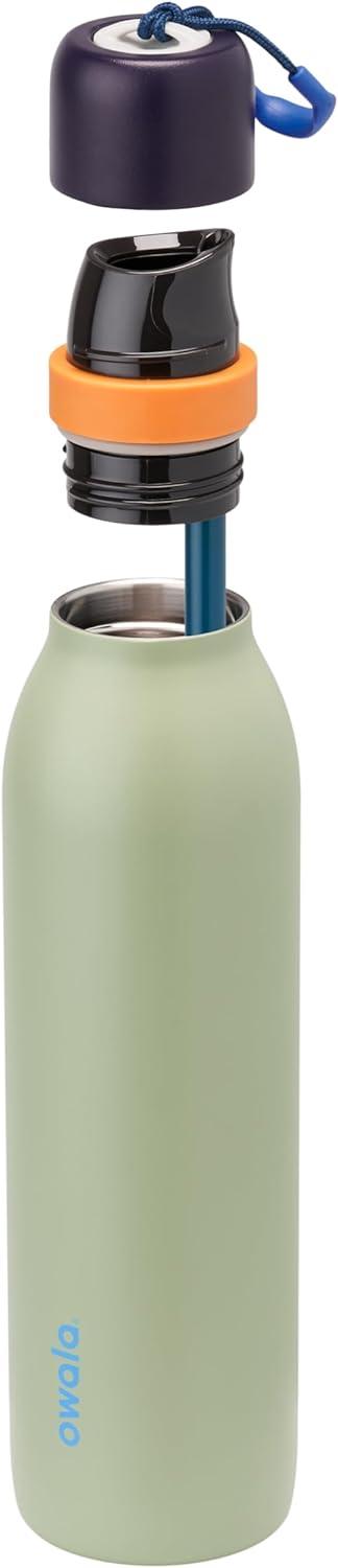 imageOwala FreeSip Twist Insulated Stainless Steel Water Bottle with Straw for Sports and Travel BPAFree 24oz In BloomCamo Cool