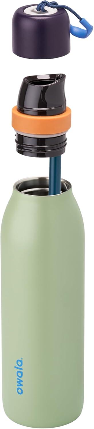 imageOwala FreeSip Twist Insulated Stainless Steel Water Bottle with Straw for Sports and Travel BPAFree 24oz In BloomCamo Cool