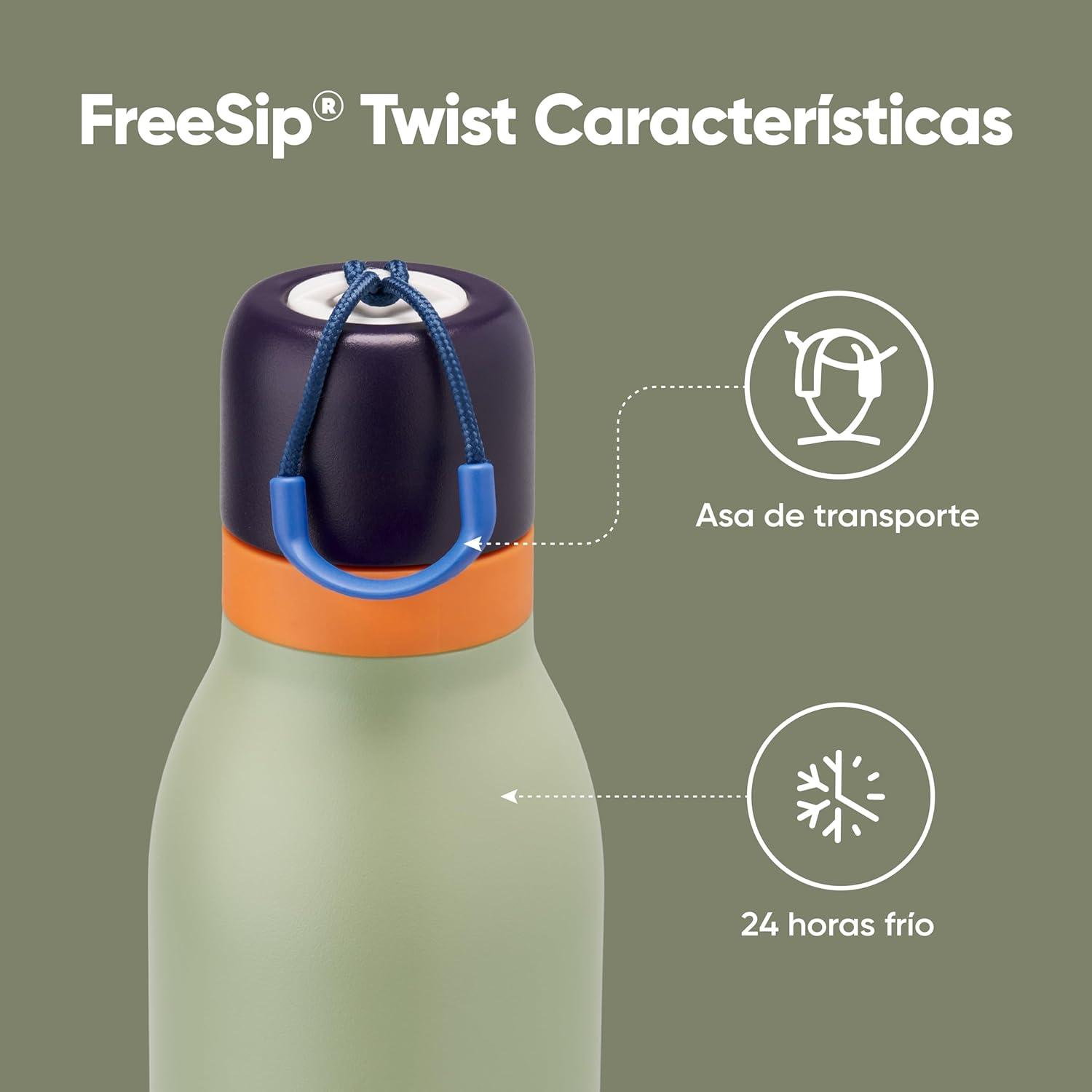 imageOwala FreeSip Twist Insulated Stainless Steel Water Bottle with Straw for Sports and Travel BPAFree 24oz In BloomCamo Cool