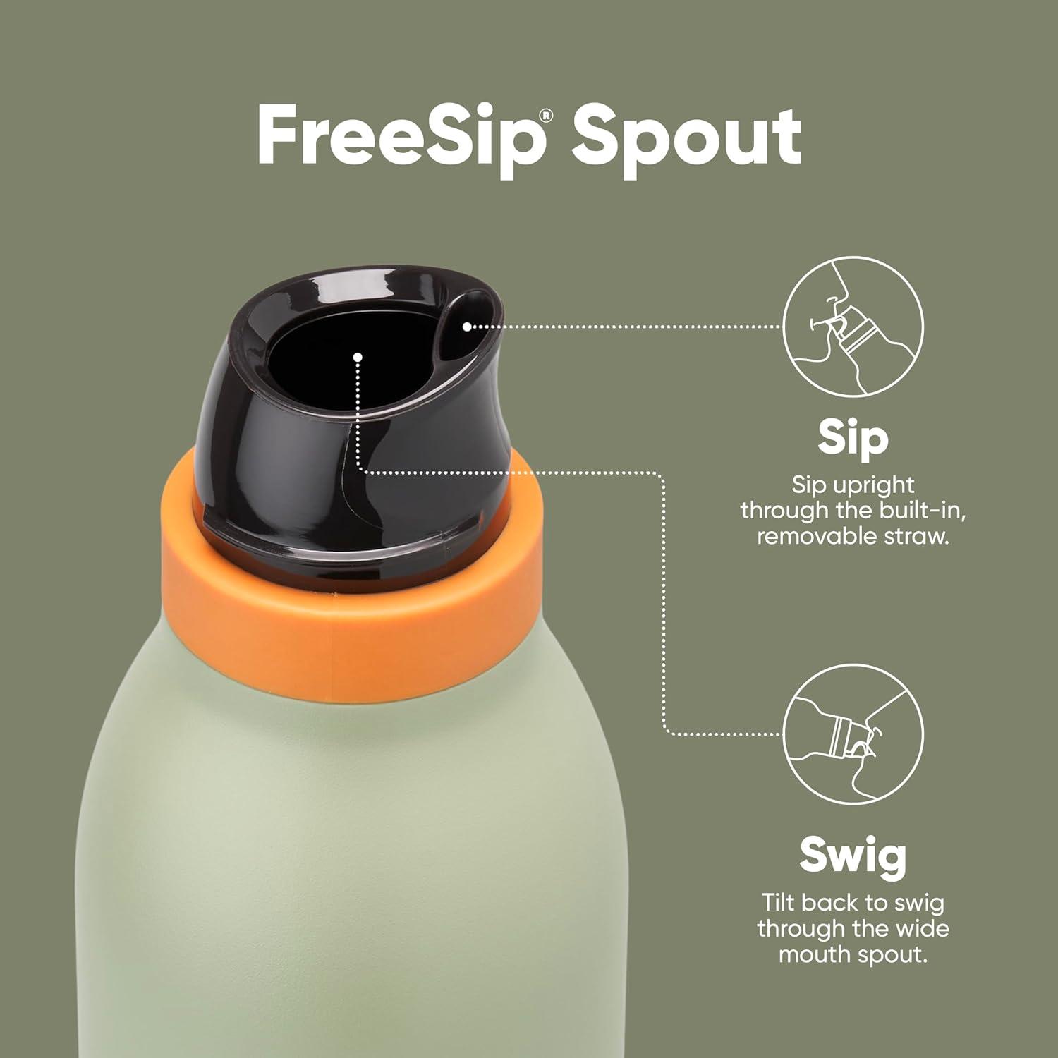 imageOwala FreeSip Twist Insulated Stainless Steel Water Bottle with Straw for Sports and Travel BPAFree 24oz In BloomCamo Cool