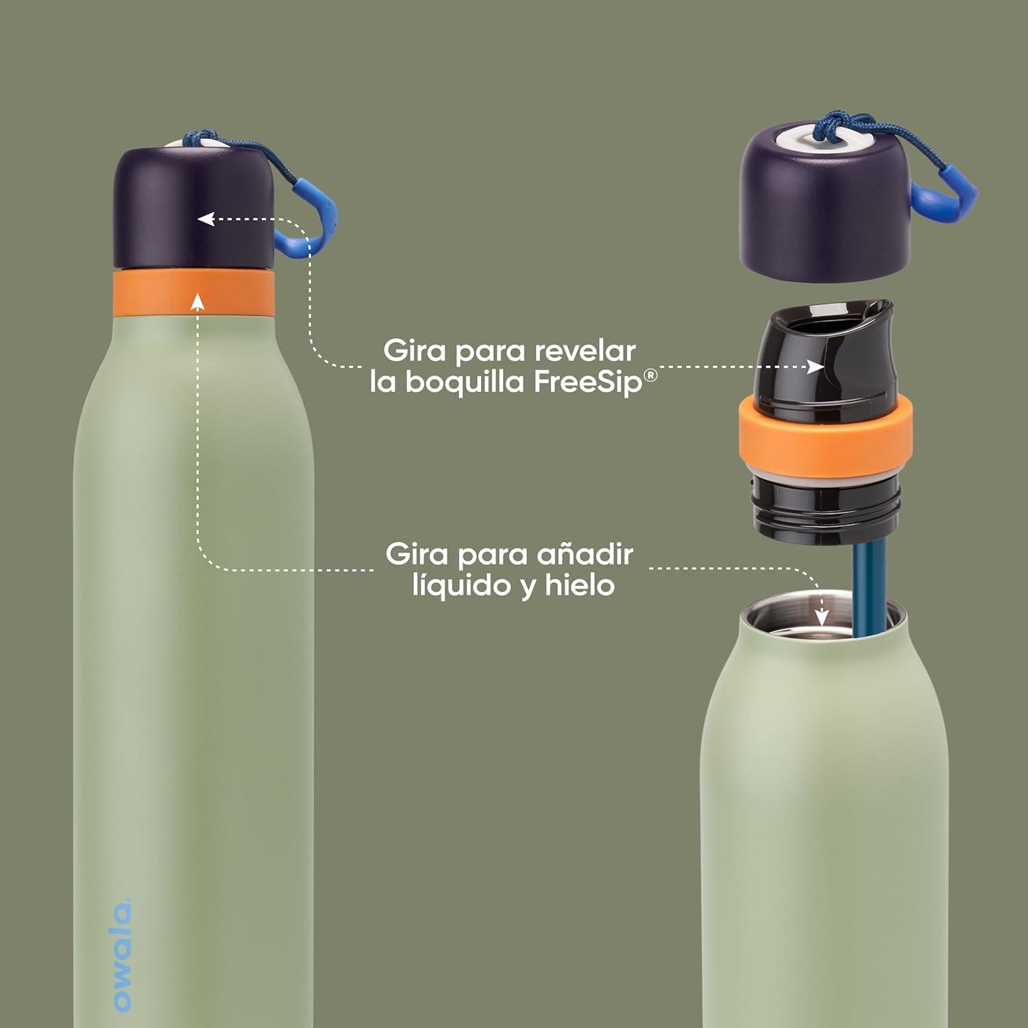 imageOwala FreeSip Twist Insulated Stainless Steel Water Bottle with Straw for Sports and Travel BPAFree 24oz In BloomCamo Cool