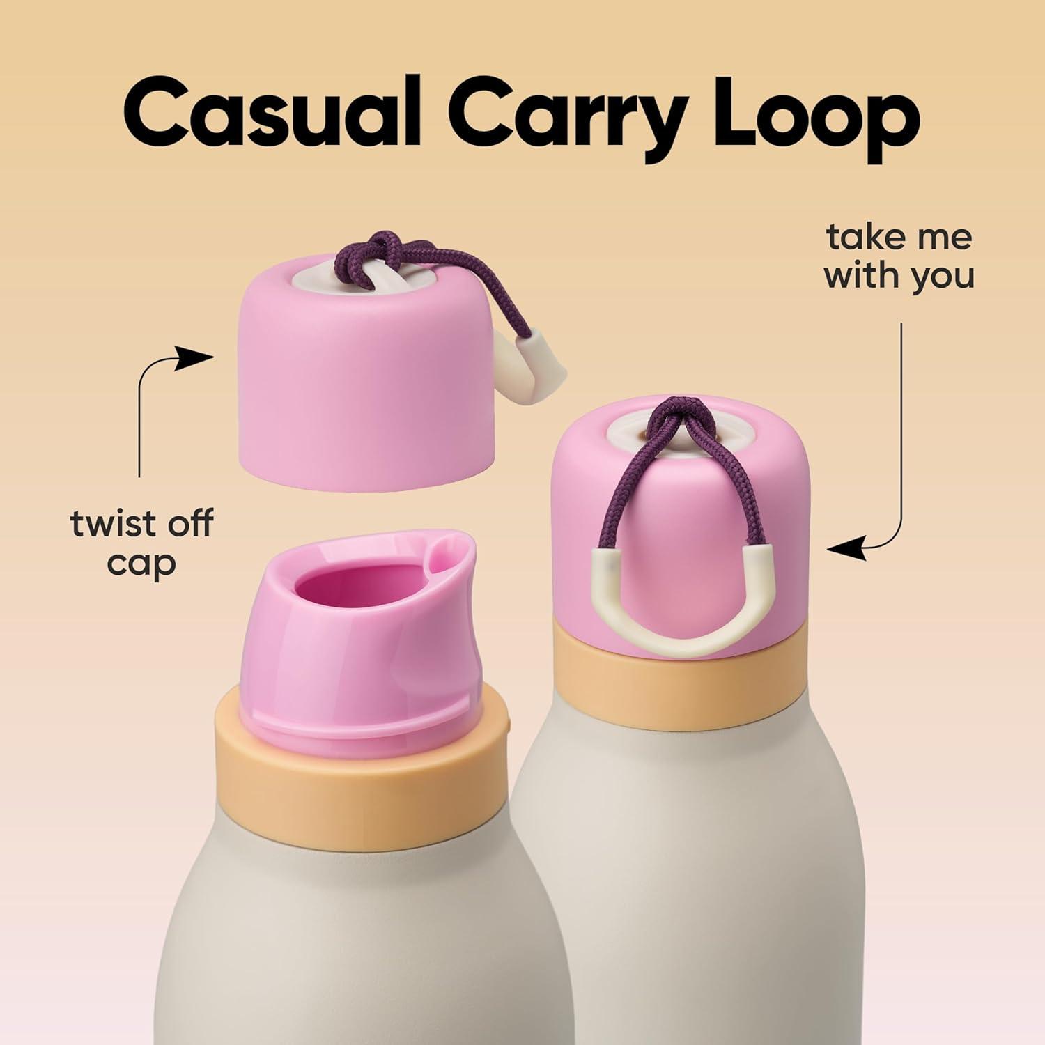 imageOwala FreeSip Twist Insulated Stainless Steel Water Bottle with Straw for Sports and Travel BPAFree 24oz In BloomDaybreak