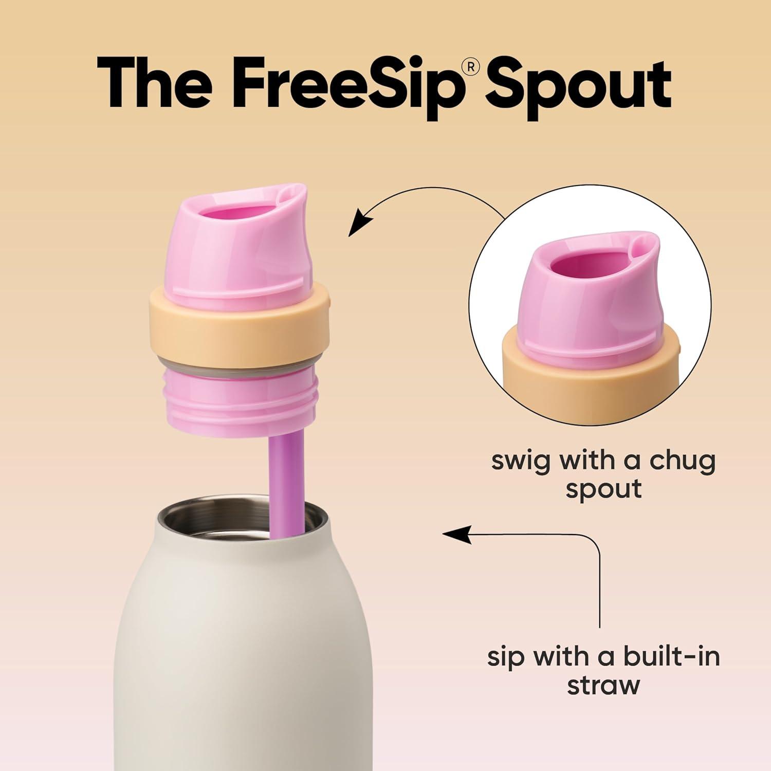 imageOwala FreeSip Twist Insulated Stainless Steel Water Bottle with Straw for Sports and Travel BPAFree 24oz In BloomDaybreak