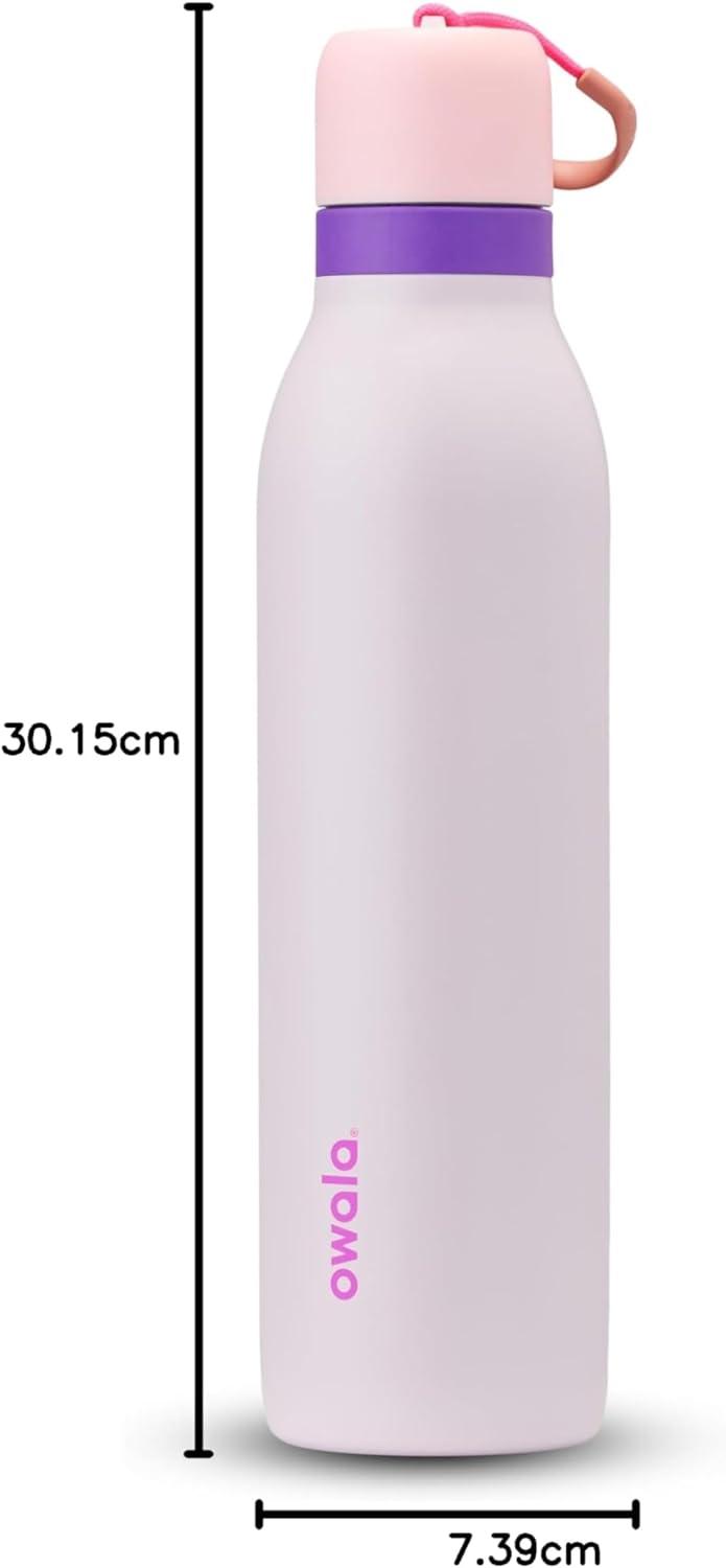 imageOwala FreeSip Twist Insulated Stainless Steel Water Bottle with Straw for Sports and Travel BPAFree 24oz In BloomDreamy Field