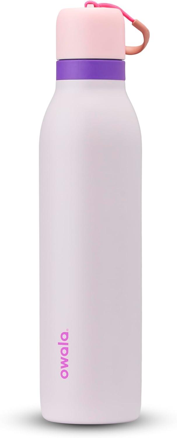 imageOwala FreeSip Twist Insulated Stainless Steel Water Bottle with Straw for Sports and Travel BPAFree 24oz In BloomDreamy Field