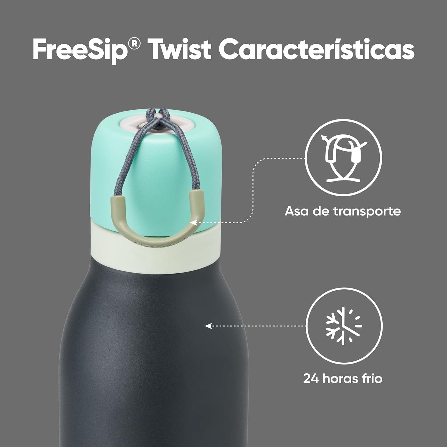 imageOwala FreeSip Twist Insulated Stainless Steel Water Bottle with Straw for Sports and Travel BPAFree 24oz In BloomFoggy Tide