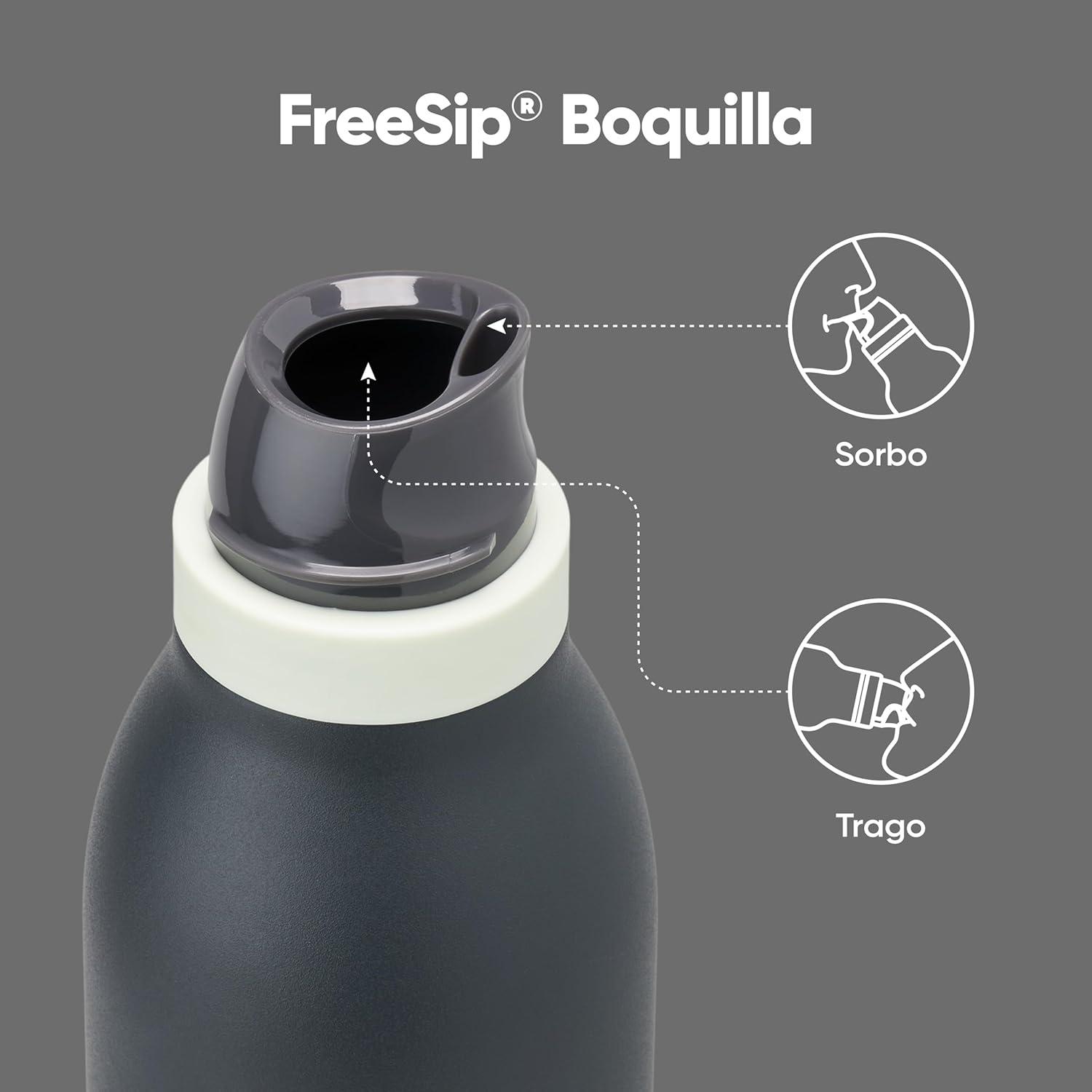 imageOwala FreeSip Twist Insulated Stainless Steel Water Bottle with Straw for Sports and Travel BPAFree 24oz In BloomFoggy Tide