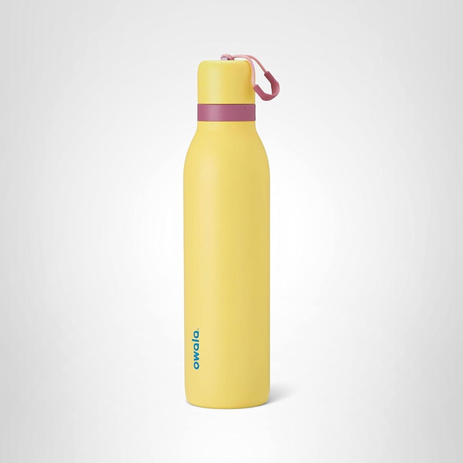 imageOwala FreeSip Twist Insulated Stainless Steel Water Bottle with Straw for Sports and Travel BPAFree 24oz In BloomHigh Noon