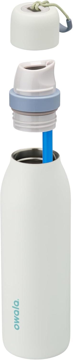 imageOwala FreeSip Twist Insulated Stainless Steel Water Bottle with Straw for Sports and Travel BPAFree 24oz In BloomIced Breeze