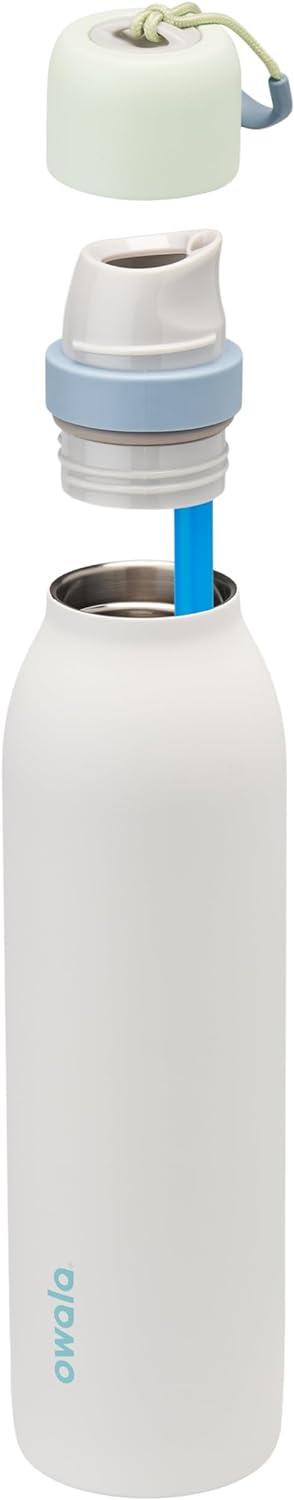 imageOwala FreeSip Twist Insulated Stainless Steel Water Bottle with Straw for Sports and Travel BPAFree 24oz In BloomIced Breeze