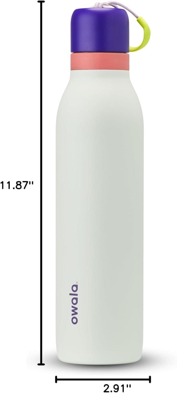 imageOwala FreeSip Twist Insulated Stainless Steel Water Bottle with Straw for Sports and Travel BPAFree 24oz In BloomMinty Horizon