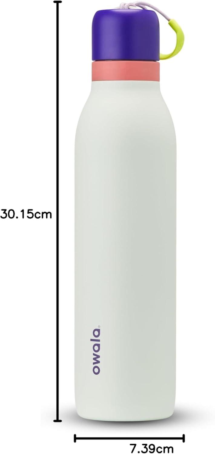 imageOwala FreeSip Twist Insulated Stainless Steel Water Bottle with Straw for Sports and Travel BPAFree 24oz In BloomMinty Horizon