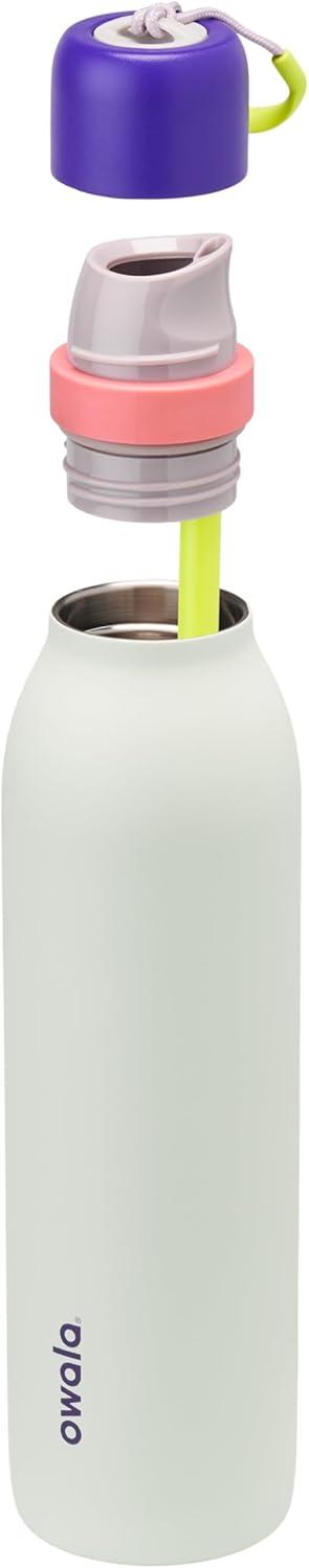 imageOwala FreeSip Twist Insulated Stainless Steel Water Bottle with Straw for Sports and Travel BPAFree 24oz In BloomMinty Horizon